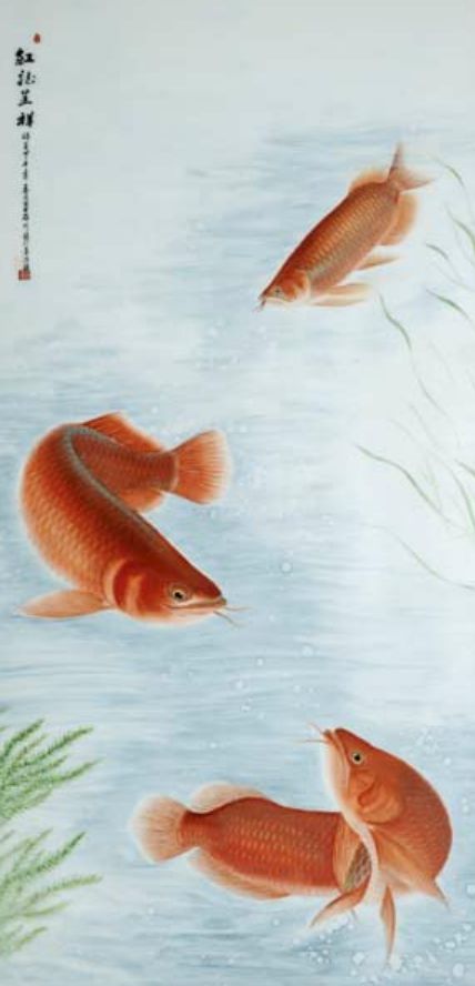 紅龍魚瓷板畫