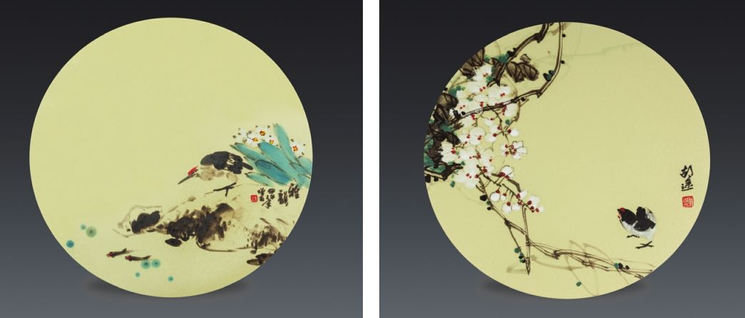釉下五彩寫意花鳥瓷畫
