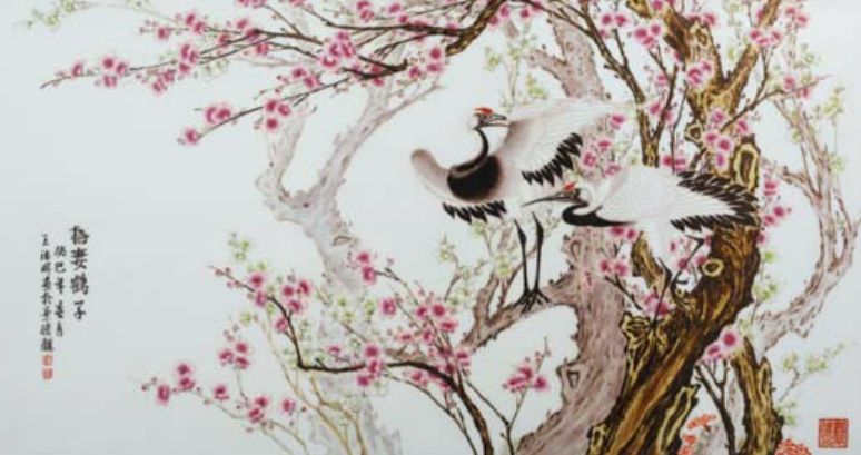 王大凡粉彩梅花瓷板畫