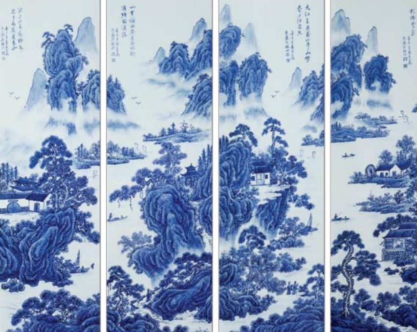 景德鎮釉下青花瓷板畫