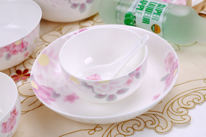 景德鎮陶瓷21頭骨瓷餐具套裝濱?；ㄩ_