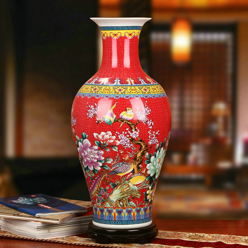 景德鎮陶瓷琺瑯彩觀音瓶家居工藝品