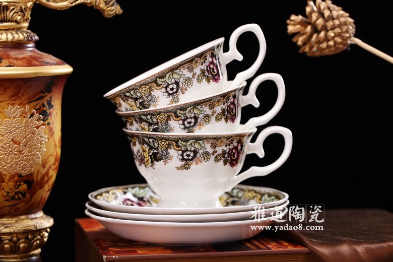 景德鎮陶瓷高檔英式咖啡具套裝英倫玫瑰