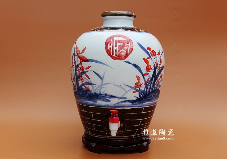 景德鎮高檔20斤陶瓷酒壇手繪蘭花