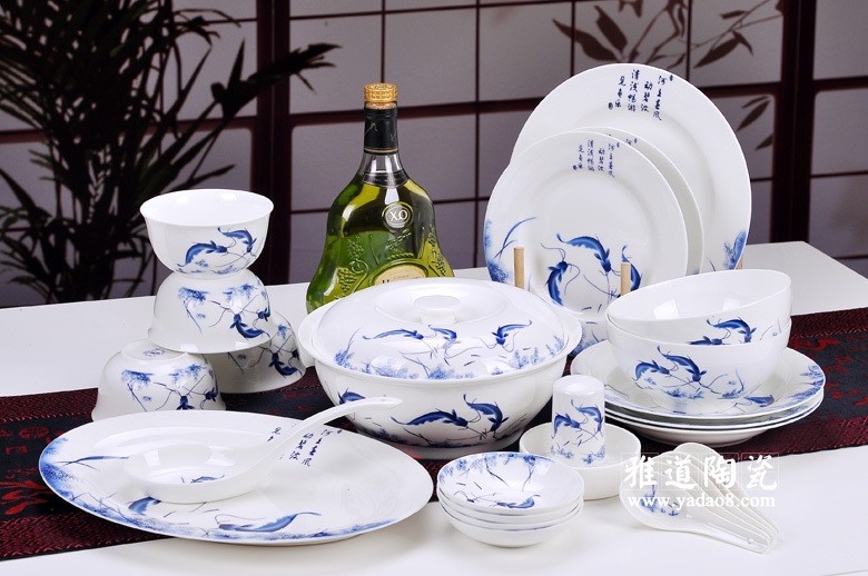 景德鎮青花瓷56頭餐具