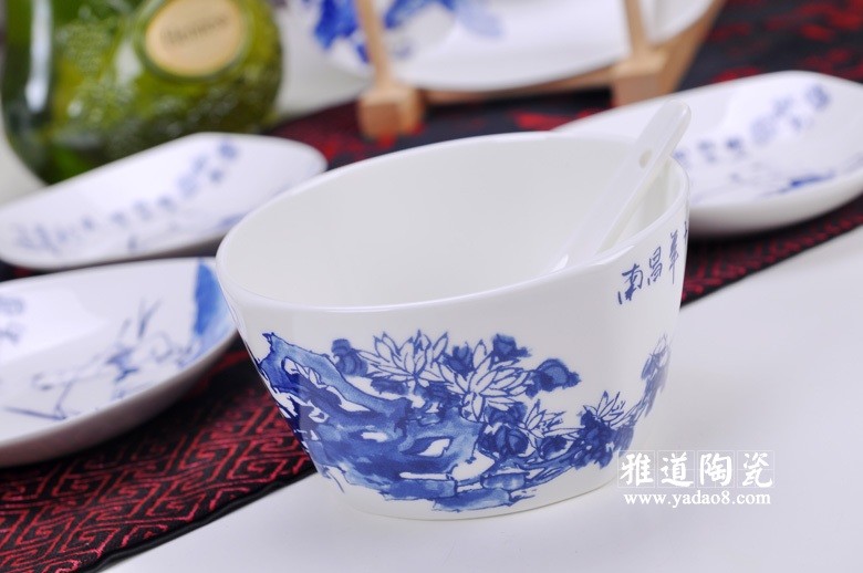 56頭景德鎮青花瓷餐具-童趣
