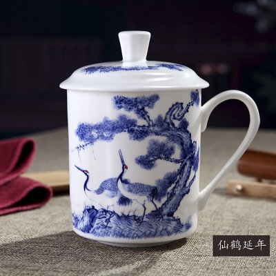 中式茶杯 松鶴延年