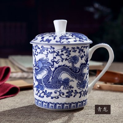 會議茶杯 景德鎮青花龍
