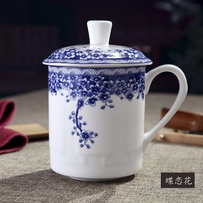 陶瓷辦公杯帶蓋 蝶戀花