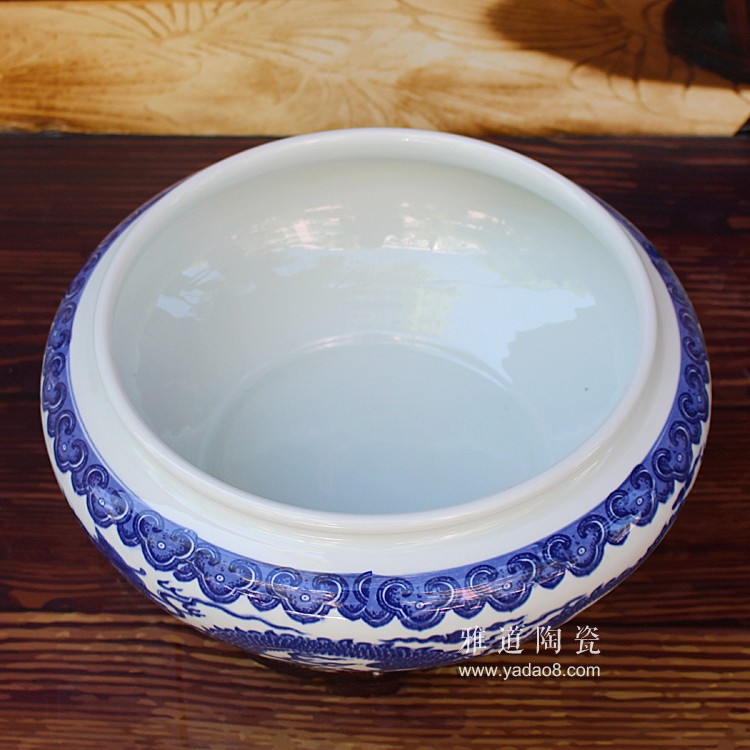景德鎮青花陶瓷醬菜盆雙龍戲珠-內部