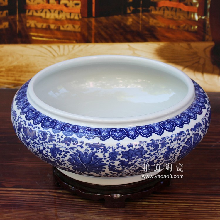 景德鎮陶瓷纏枝蓮超市醬菜盆咸菜盆-俯視圖
