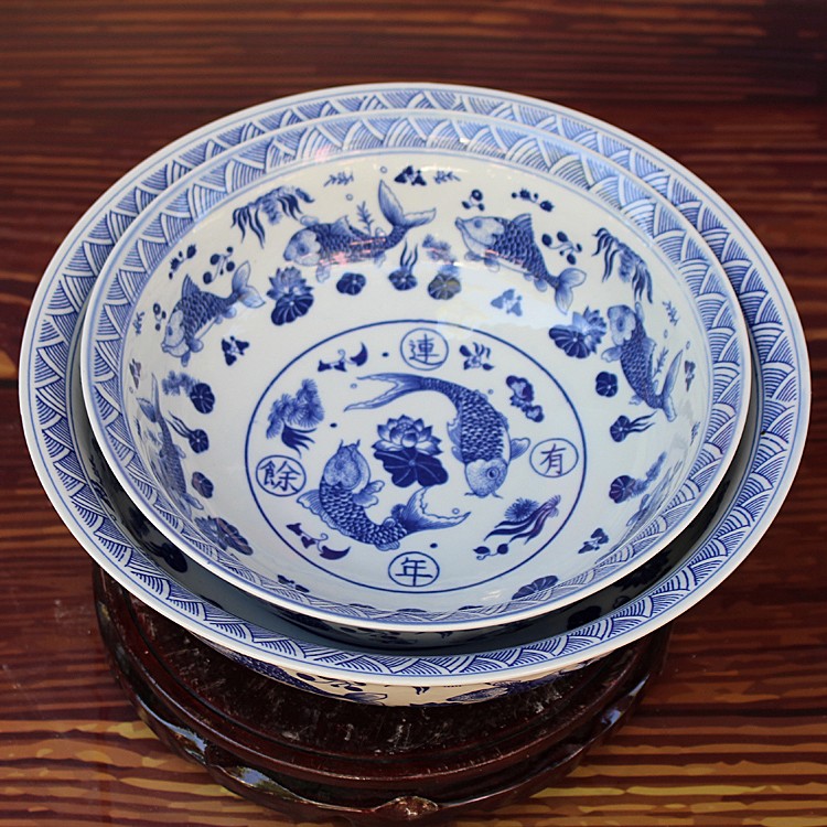 青花陶瓷超市醬菜大碗連年有余-內部
