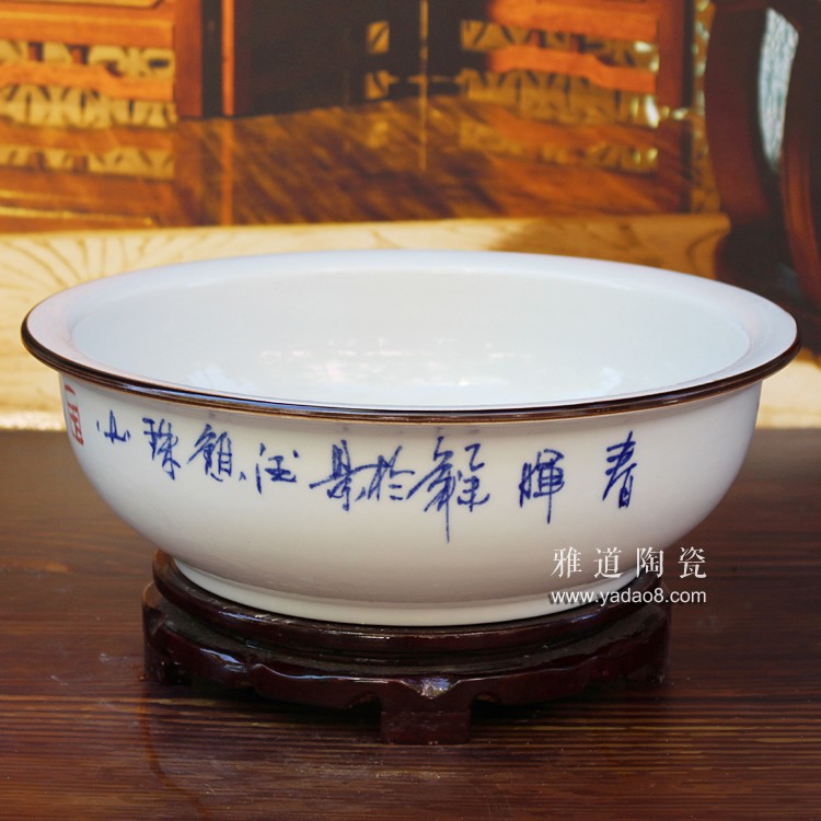 景德鎮手繪拌菜盆超市涼菜盆春暉圖-題字