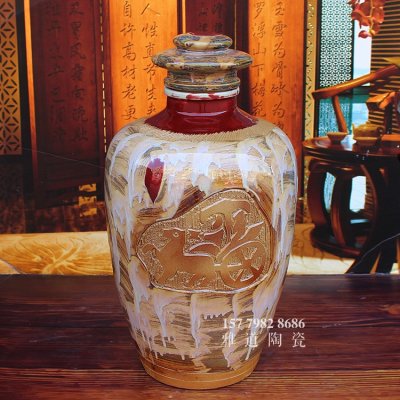 復古窯變陶瓷酒壇珍藏酒