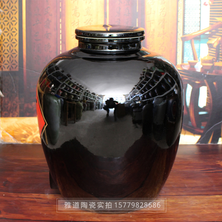 100斤機雕酒字烏金酒壇_背面