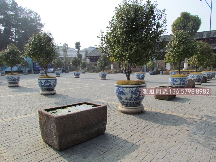 定做廣場園林養花種樹陶瓷大缸