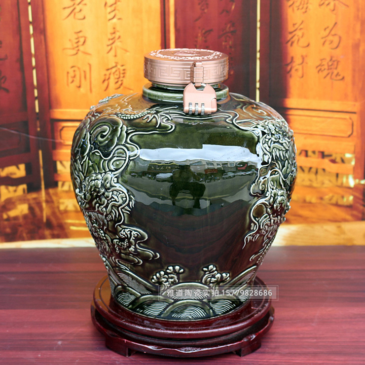 景德鎮10斤裝雕龍陶瓷酒壇