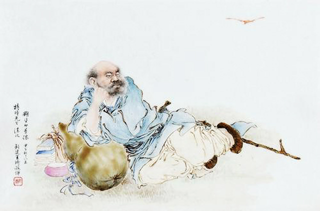 王琦的瓷板畫《糊涂即是仙》