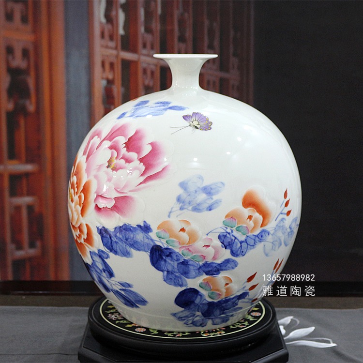 景德鎮瓷器花瓶花開富貴家居擺件