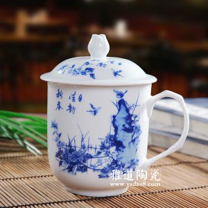 梅蘭竹菊四君子陶瓷辦公杯會議杯