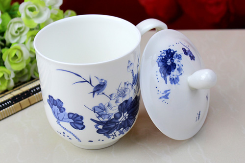 雅道景德鎮青花瓷陶瓷茶杯會議杯(圖3) 景德鎮青花瓷陶瓷茶杯會議杯開蓋