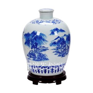 陶瓷酒壇山水繪畫意境創作