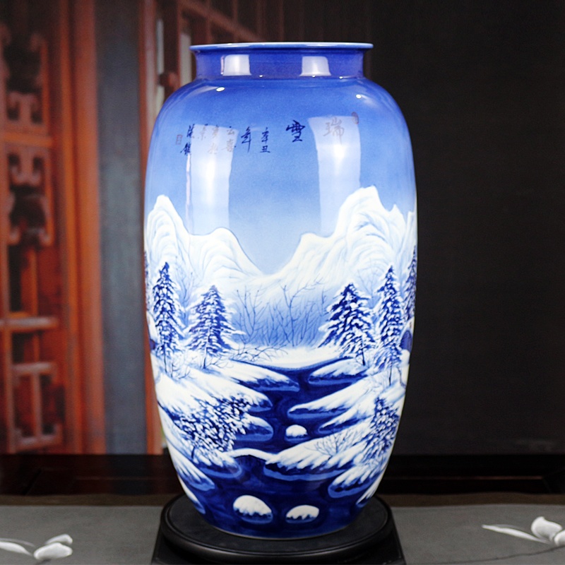 景德鎮名家手繪雪景藝術品花瓶(圖6)