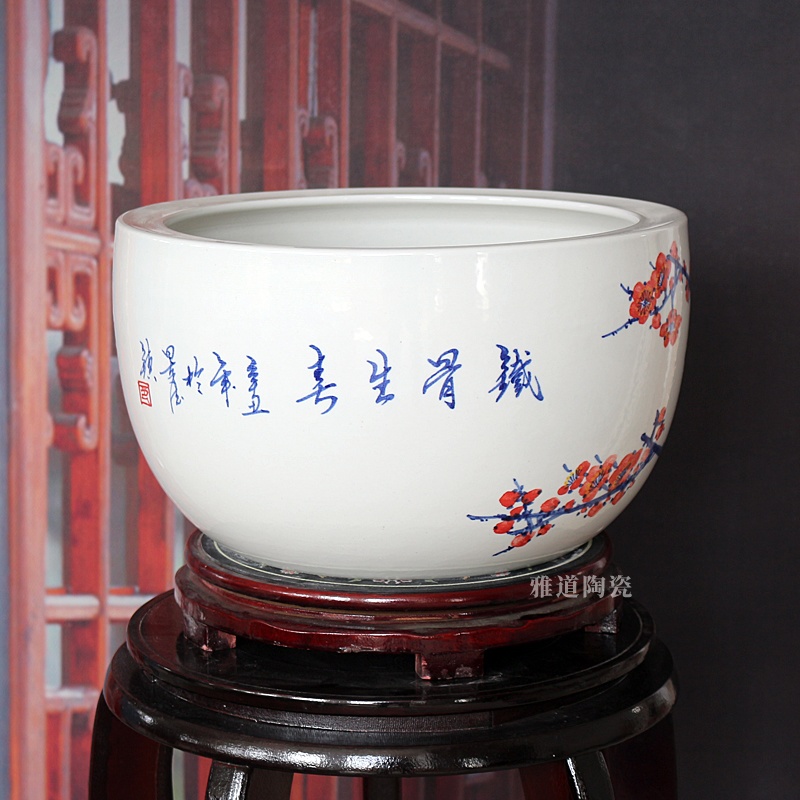 手繪梅花景德鎮陶瓷聚寶盆(圖4)