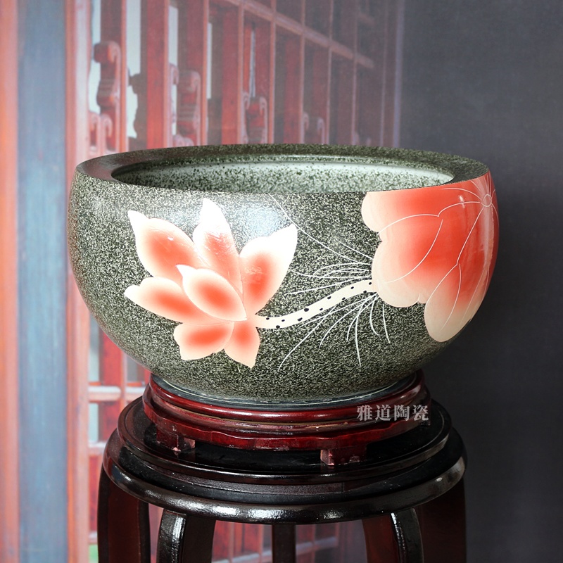 景德鎮陶瓷荷花睡蓮大號聚寶盆(圖3)