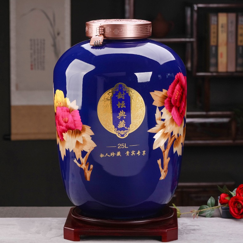 60斤麥稈畫精品陶瓷酒壇