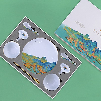 陶瓷餐具套裝高檔商務伴手禮（千里江山）