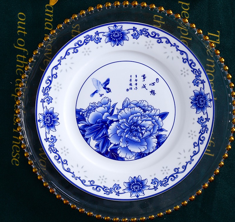 青花58頭骨瓷餐具套裝（心想事成）